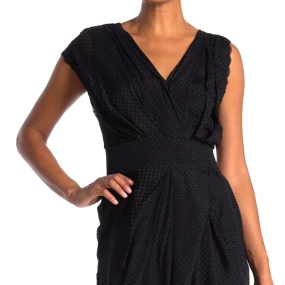 REISS Leonora Silk Textured Draped V Neck Textured Sleeveless Mini dress NEW - Picture 5 of 10